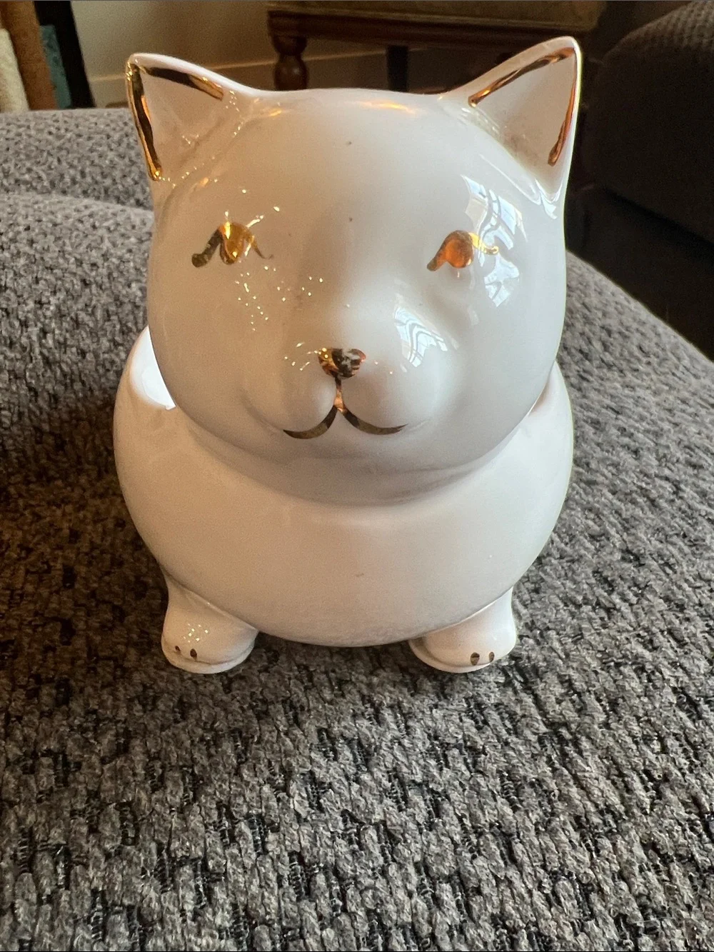 Pier 1 Ceramic Cat Soap Dish in White and Gold